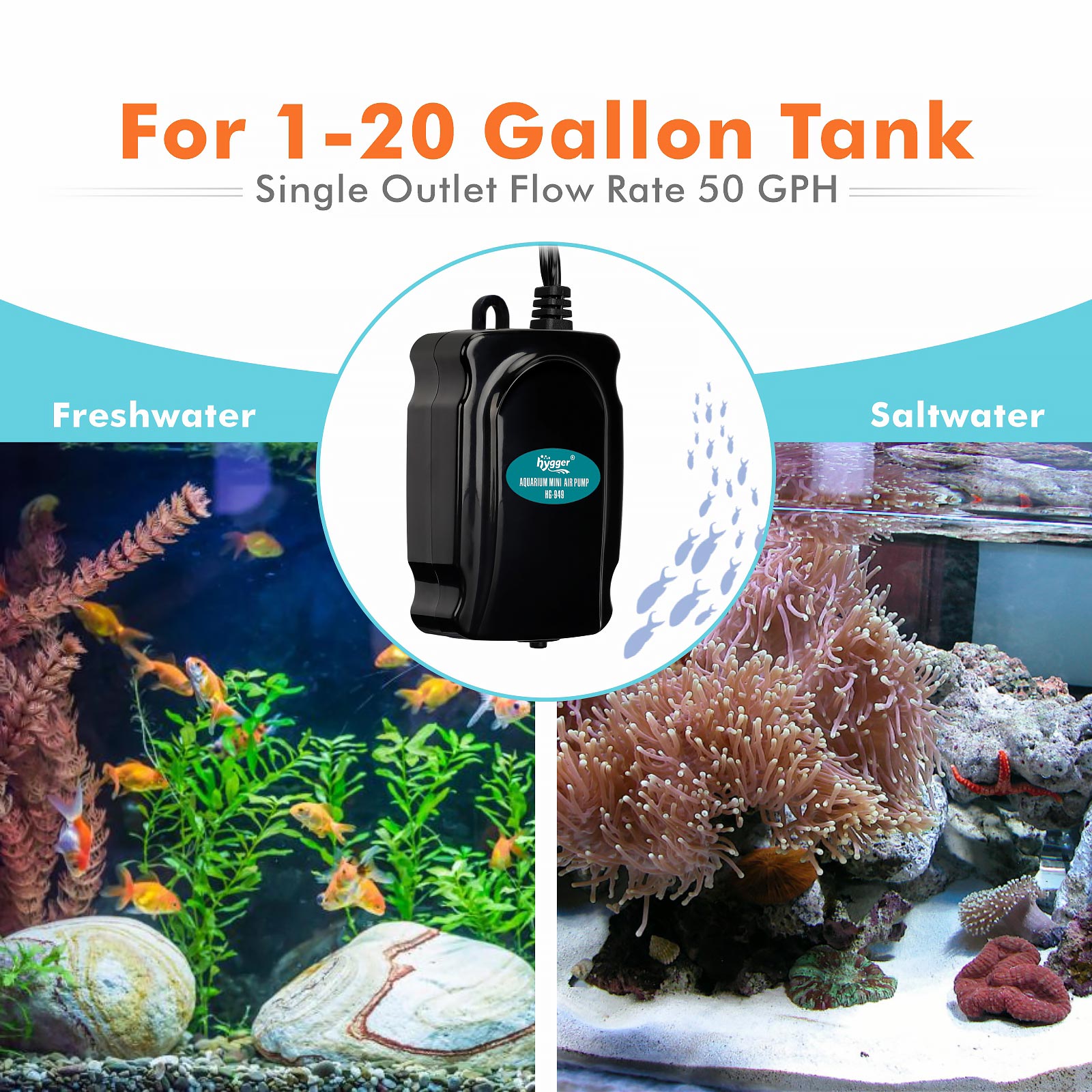 Fish bowl air pump clearance