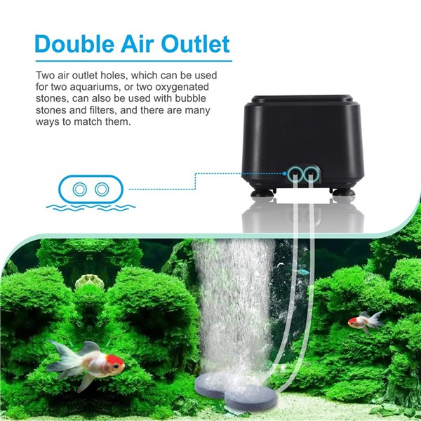 Hygger 16L/Min Oxygen Pump, 2 Air Outlets for Aquarium Air Pump