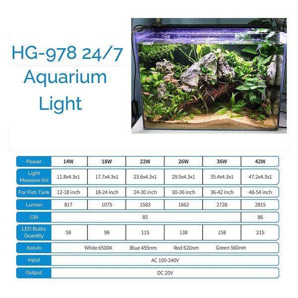 hygger Aquarium Programmable LED Light, for 24~30in Long Full Spectrum  Plant Fish Tank Light with LCD Setting Display, 7 Colors, Sunrise Sunset  Moon