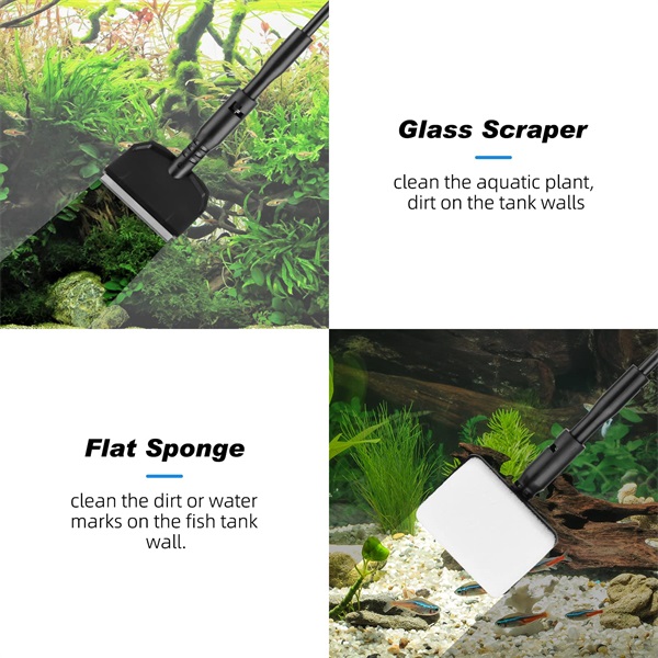 hygger Aquarium Cleaning Tools Kit with Handle, Seaweed Scraper, Fishing Net,  Sponge Brush, Wall Brush - Hygger Wholesale