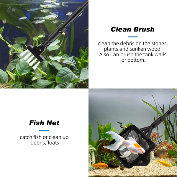 hygger Aquarium Cleaning Tools Kit with Handle, Seaweed Scraper, Fishing  Net, Sponge Brush, Wall Brush - Hygger Wholesale