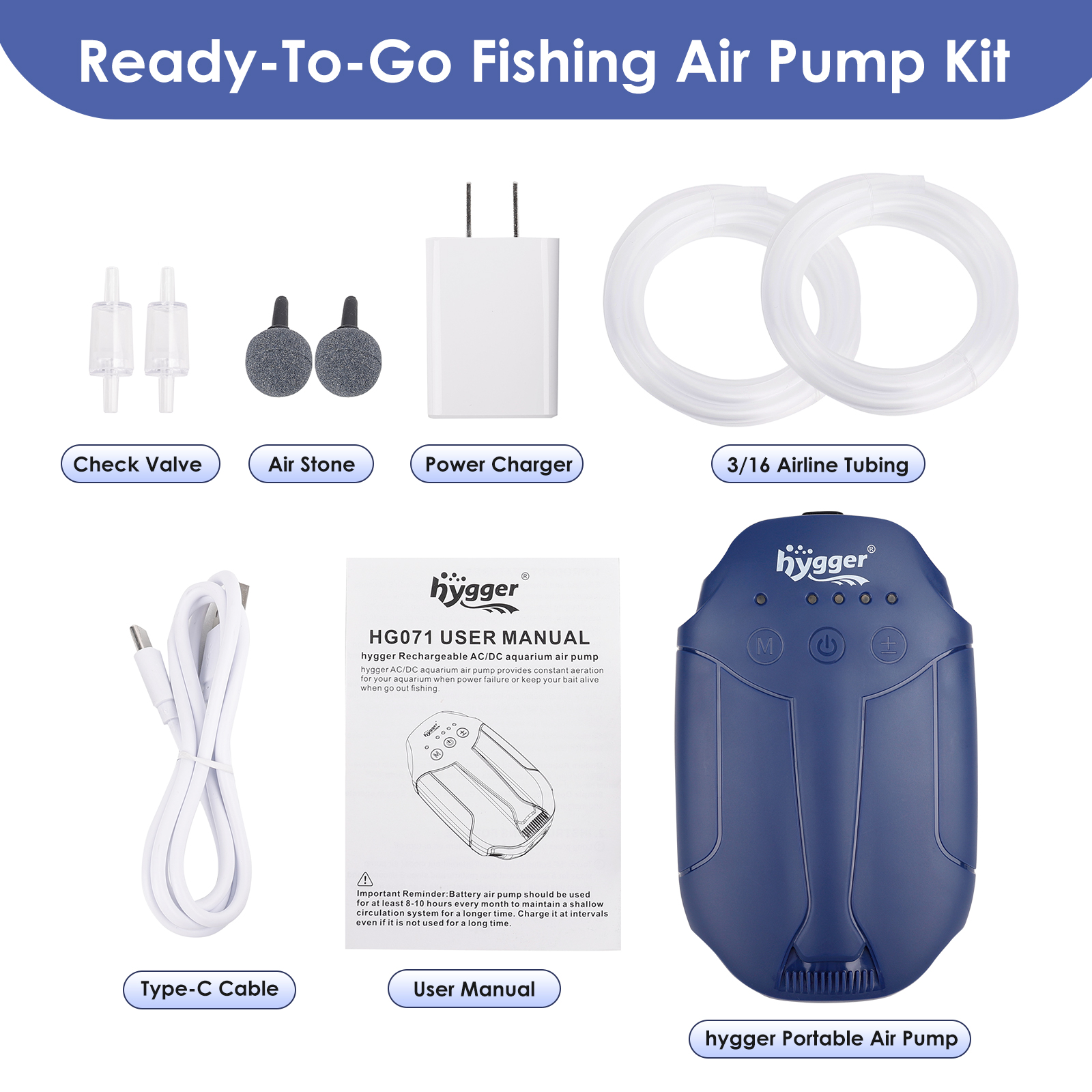 Hygger Rechargeable Aquarium Air Pump - hygger