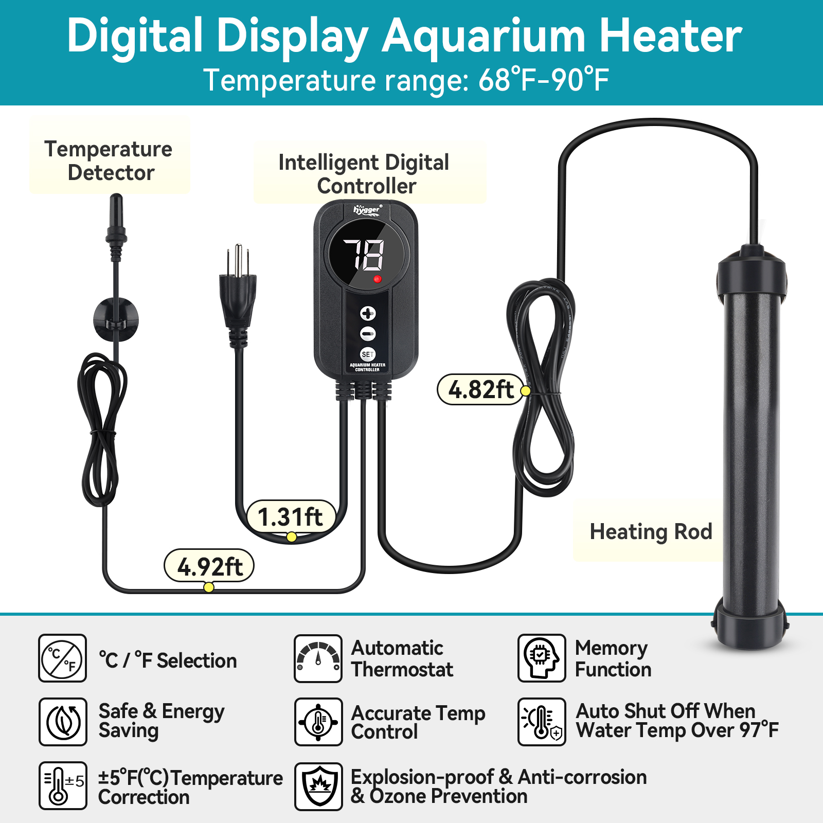 Hygger titanium aquarium best sale heater