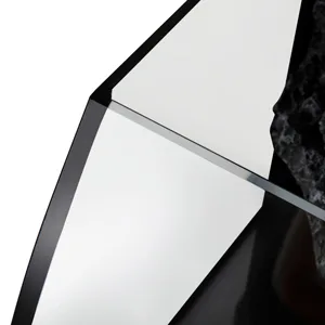 Modern geometric aquarium with black frame and clear glass, showcasing sleek design for home decor