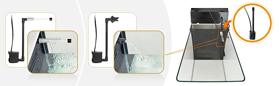 Hygger aquarium water circulation system with adjustable flow rate and filtration components for optimal tank maintenance.