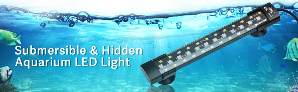 Submersible hidden aquarium LED light with adjustable brightness for vibrant underwater viewing