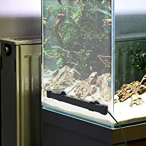 Hygger aquarium with lush plants, rocks, and a terrarium setup for reptiles or amphibians.
