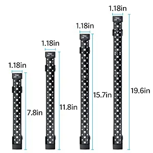 Hygger aquariums with dimensions: 7.8in, 11.8in, 15.7in, 19.6in. Each has 1.18in top and bottom. Modern design for home decor