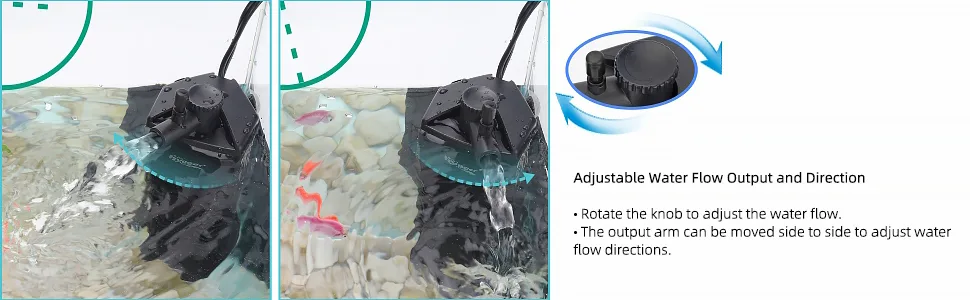 Hygger aquarium water pump with adjustable flow and direction control for fish tank