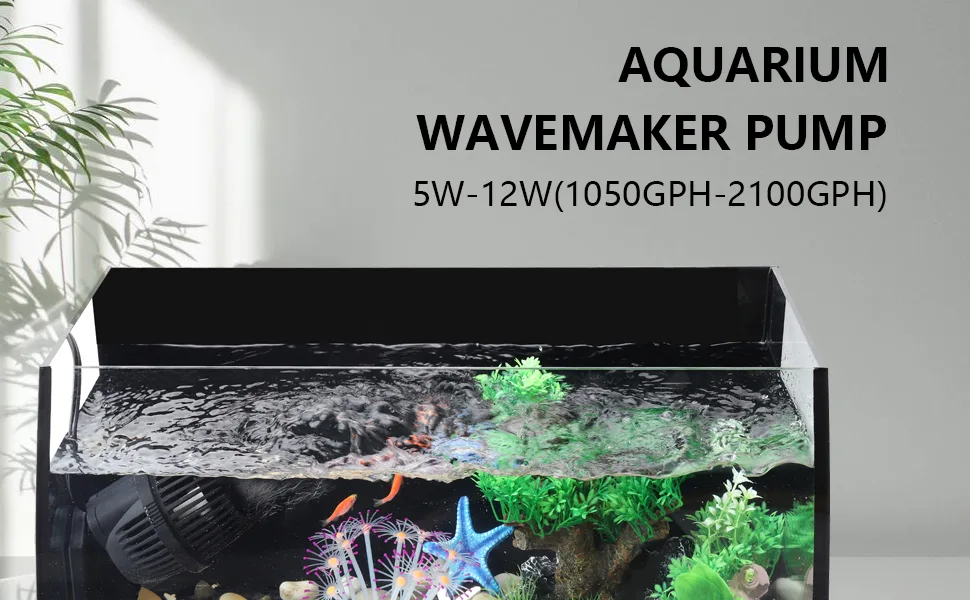 Hygger aquarium wavemaker pump for 5W-12W (1050GPH-2100GPH) with water movement in fish tank