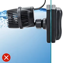 Hygger aquarium water pump with adjustable flow rate, shown with water flow and mounting bracket