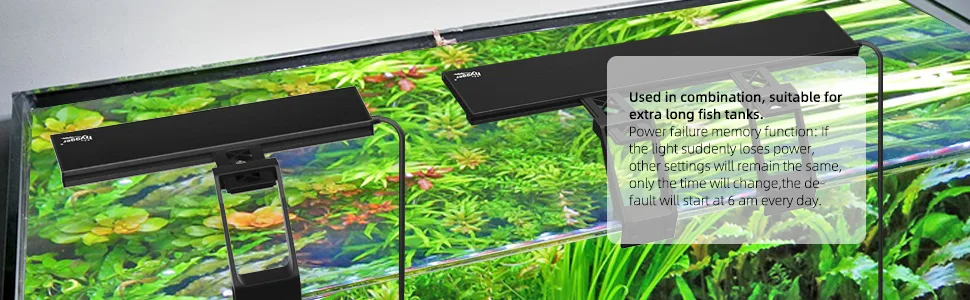 Hygger aquarium LED light fixture with power failure memory function for large tanks