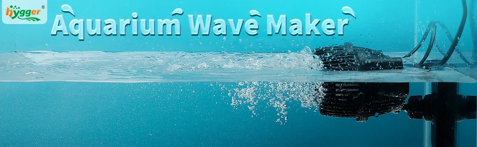 Hygger Aquarium Wave Maker creating gentle water movement with bubbles and ripples in a clear blue tank.