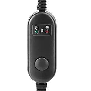 Hygger aquarium LED light controller with digital display showing 8H and 4H settings, green and red indicators, and a central