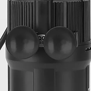 Close-up of Hygger aquarium filter with dual round intake ports and vertical slats for water circulation