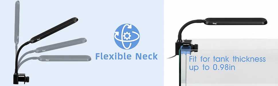 Hygger Flexible Neck LED Aquarium Light with adjustable arm for tanks up to 0.98in thick