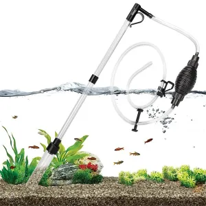 Hygger aquarium siphon pump with clear tube and adjustable nozzle for gravel cleaning and water changes in fish tanks