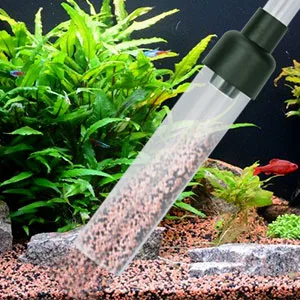 Hygger aquarium siphon tool cleaning gravel with fish and plants