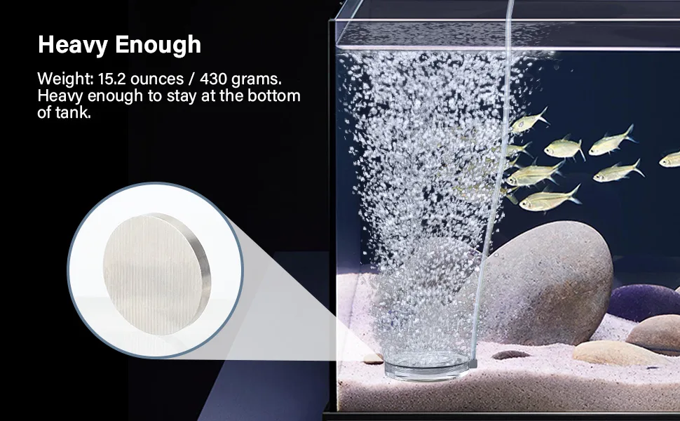Hygger aquarium air stone with bubbles, fish tank, 15.2 oz weight, heavy enough to stay at bottom