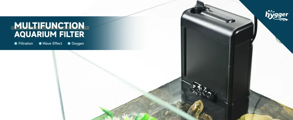 Hygger multifunction aquarium filter with filtration, wave effect, and oxygenation for clean water and healthy fish.