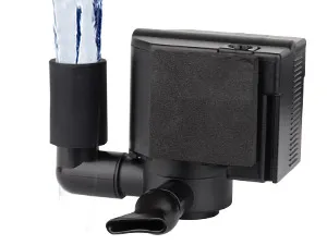 Hygger aquarium filter with black housing, blue water flow, and attached air stone for efficient water circulation and purifi