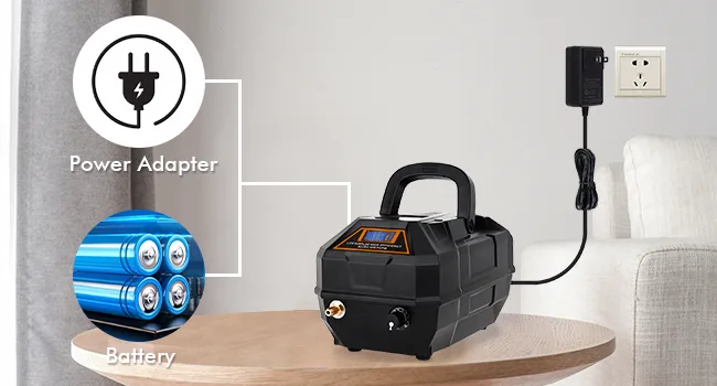 Hygger aquarium air pump with power adapter and battery options for fish tank oxygenation