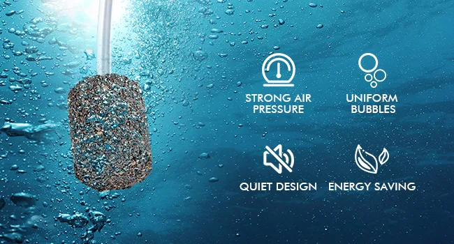 Hygger aquarium air stone with strong air pressure, uniform bubbles, quiet design, and energy saving underwater