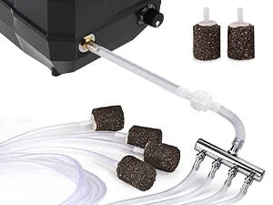 Hygger aquarium filter system with replacement cartridges and tubing components for efficient water purification