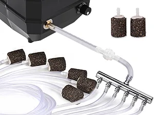 Hygger aquarium filter system with replacement cartridges and tubing components for efficient water purification