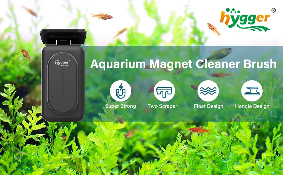 Hygger Aquarium Magnet Cleaner Brush with Super Strong, Two Scraper, Float Design, and Handle Design for easy cleaning