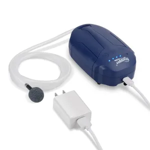 Hygger aquarium air pump with adjustable flow rate, power adapter, and air stone for fish tank oxygenation