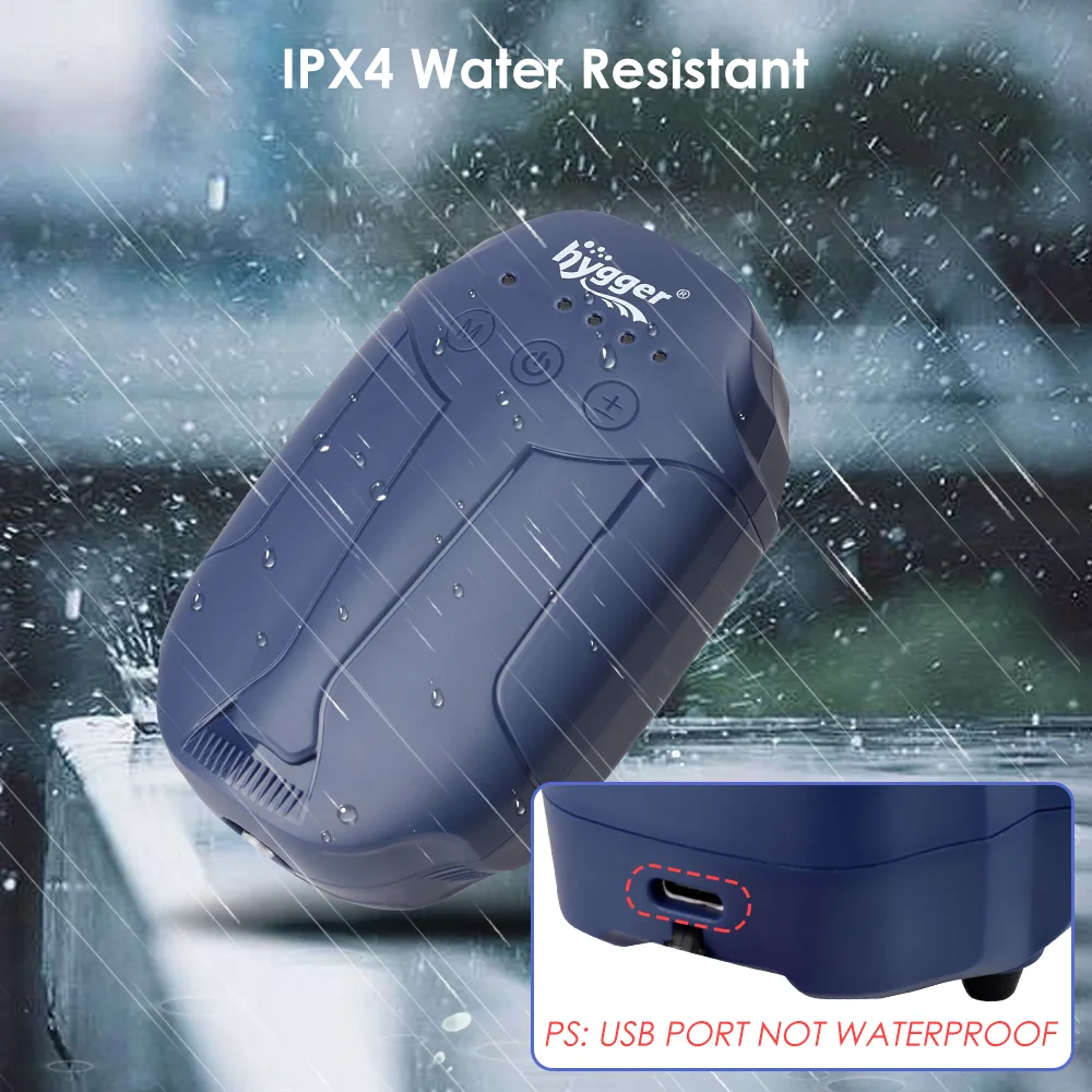 IPX4 water-resistant hygger aquarium device in rain, USB port not waterproof