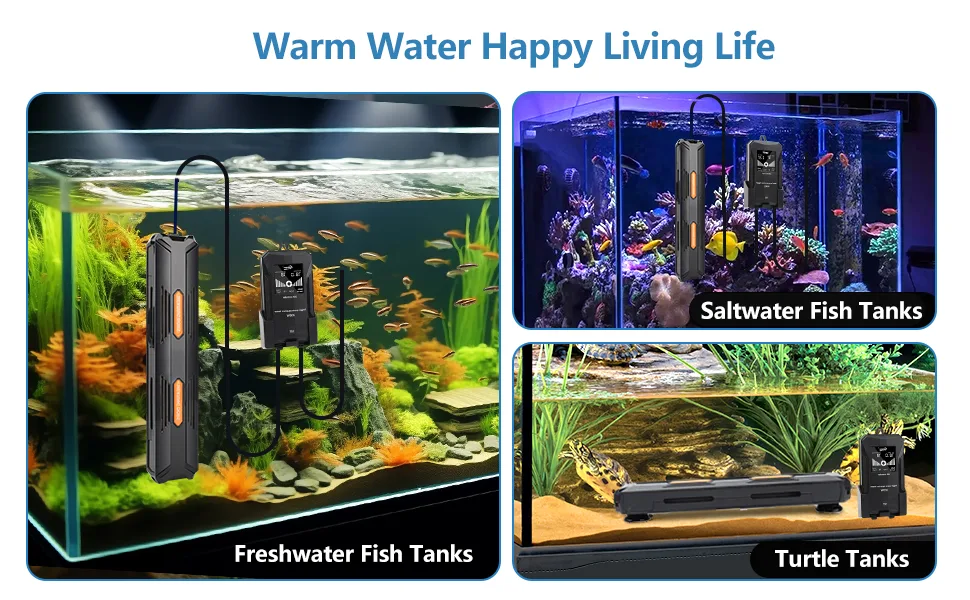 Hygger aquarium heaters for freshwater, saltwater, and turtle tanks with warm water technology