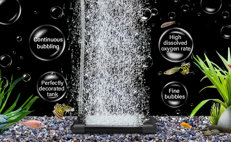 Hygger aquarium water filter with continuous bubbling, high dissolved oxygen, and fine bubbles for a perfectly decorated tank