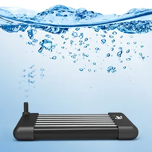 Hygger aquarium heater submerged in water with bubbles, promoting optimal temperature for fish