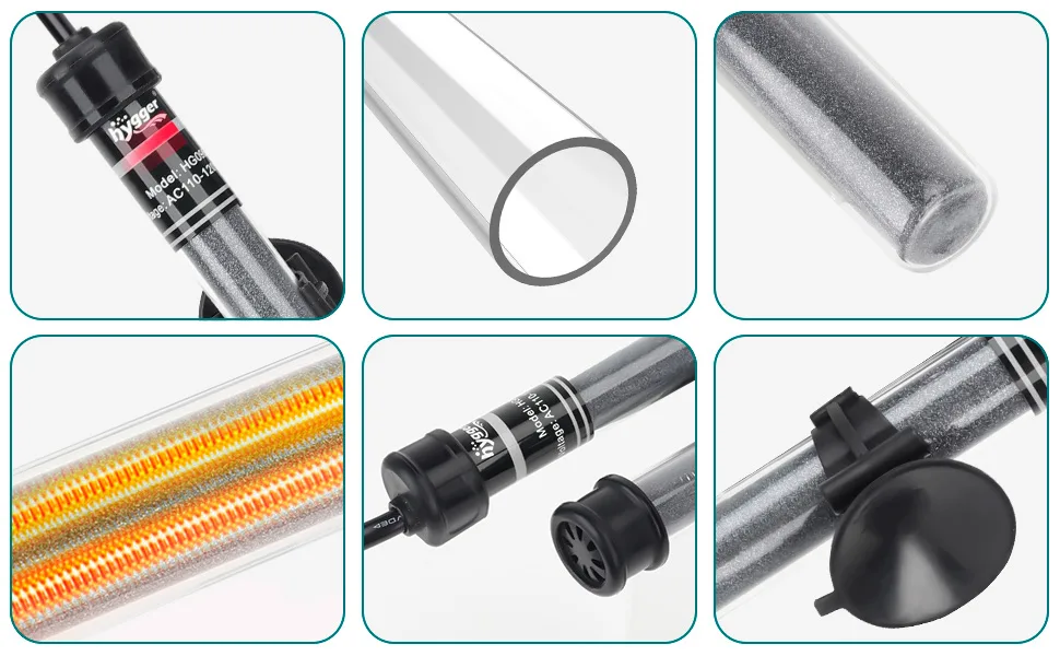 Hygger aquarium heater with adjustable temperature control, transparent tube, and anti-scaling features for optimal fish tank