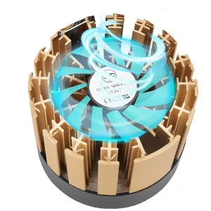Hygger aquarium cooling fan with blue blades and gold fins for efficient water circulation