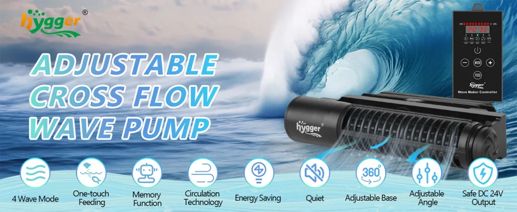 Hygger Adjustable Cross Flow Wave Pump with 4 Wave Modes, Quiet Operation, and Energy Saving Features for Aquariums