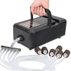 Hygger aquarium air pump with digital display, multiple air stones, and adjustable nozzle for fish tank oxygenation