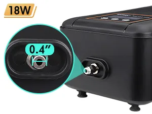 Close-up of Hygger aquarium heater with 18W power and 0.4" connection port