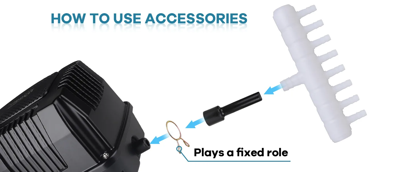 How to use Hygger aquarium accessories: connecting a fixed role adapter to the pump
