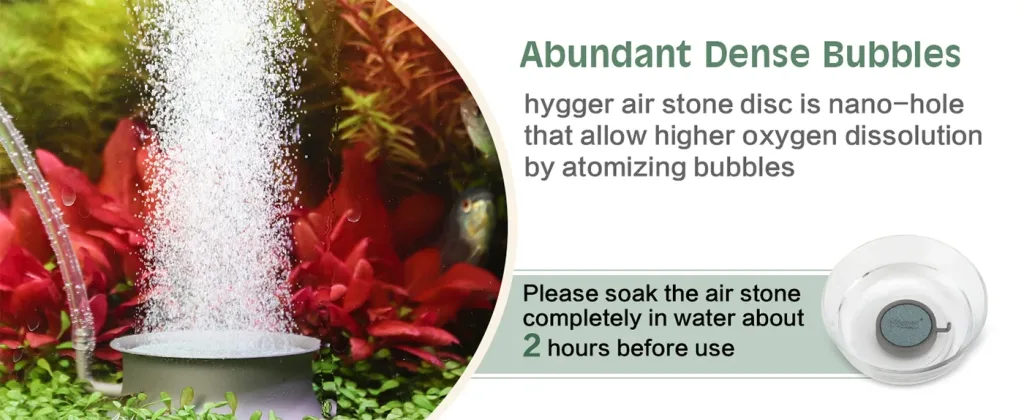 Hygger air stone disc with abundant dense bubbles for aquarium oxygenation, nano-hole design for higher oxygen dissolution
