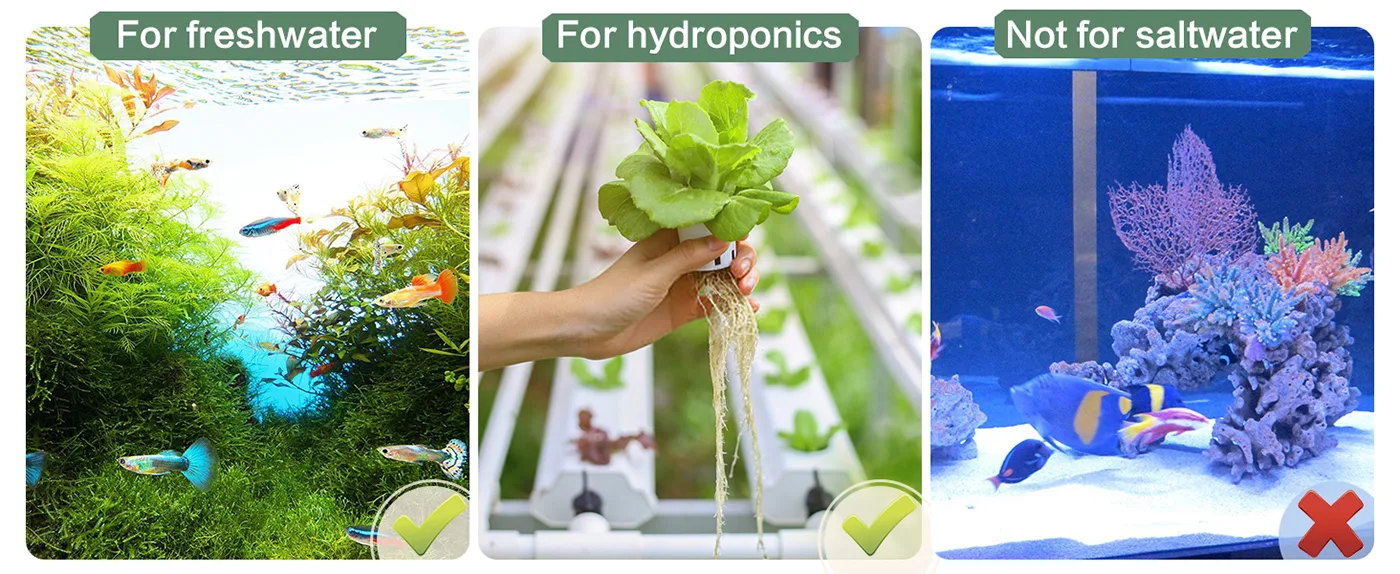 Hygger aquarium products for freshwater and hydroponics, not for saltwater aquariums. Includes fish, plants, and hydroponic s