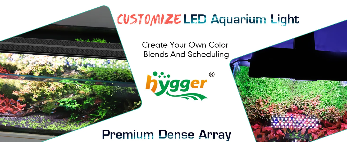 Hygger LED aquarium light customization with color blends and scheduling for premium dense array aquariums