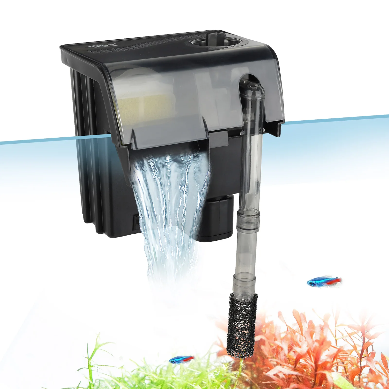 Hygger aquarium water filter with adjustable flow and sponge filter media for clean water circulation in fish tanks