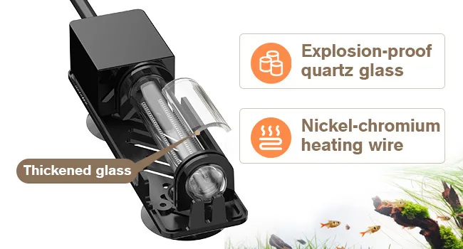 Hygger aquarium heater with explosion-proof quartz glass and nickel-chromium heating wire for safe fish tank temperature cont