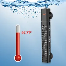 Hygger aquarium heater with temperature display showing 97.7°F underwater, ideal for fish tank maintenance