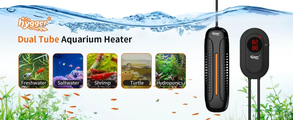 Hygger Dual Tube Aquarium Heater for Freshwater, Saltwater, Shrimp, Turtle, Hydroponics with digital thermostat