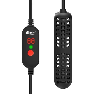 Hygger aquarium heater with digital display showing 88°F and control button
