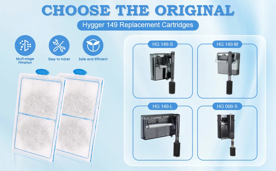 Hygger 149 Replacement Cartridges: Multi-stage filtration, easy installation, safe and efficient aquarium filters with HG 149